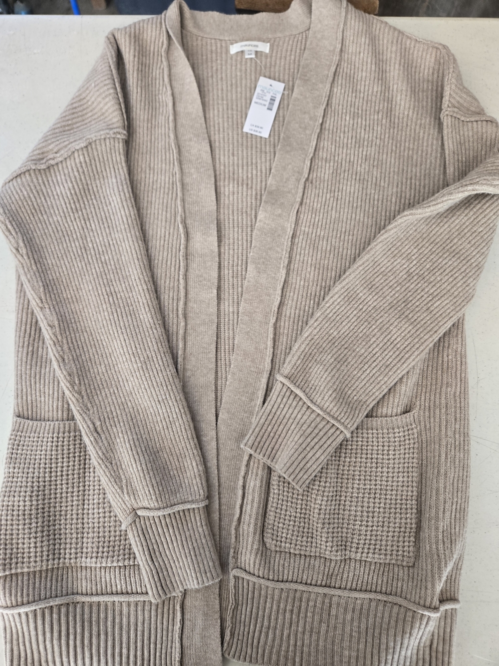 Maurices Women's Open-Front Ribbed Cardigan - Beige Taupe